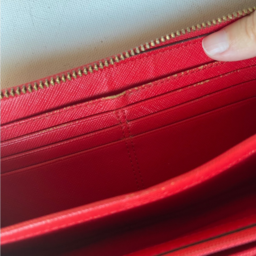 Coach Red Saffiano Leather Long Continental Zippy Wallet ID Cards Pockets - Picture 8 of 12